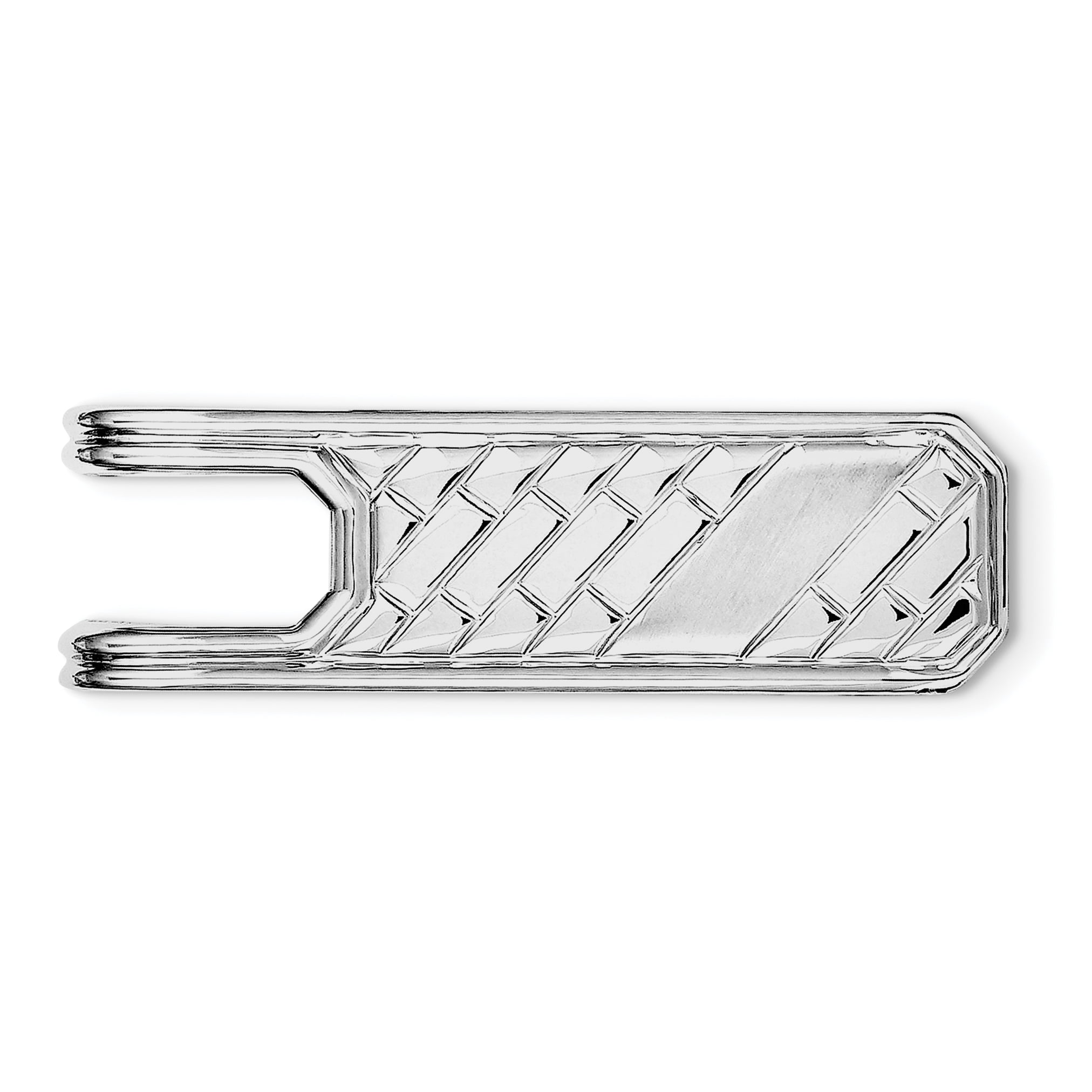 Sterling Silver Rhodium Plated Brushed & Polished Money Clip 