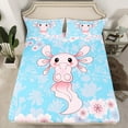 thumbnail image 2 of Manfei Kawaii Axolotl Bed Sheets Queen,Pink Cherry Blossom Bedding Queen Size,Pink Blue Sheet Set Queen For Girl,Microfiber Bedroom Decoration,4 Pieces, 2 of 7