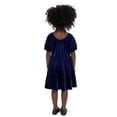 thumbnail image 3 of Wonder Nation Toddler Girls Tiered Velvet Dress with Puff Sleeves, Sizes 12M-5T, 3 of 9