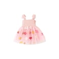 thumbnail image 4 of JDQJBZ Baby Girl Short Sleeve Dress Solid Color Floral Applique With Hat Summer Outfit, 4 of 5