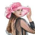 thumbnail image 2 of Lroveb Fascinators Hats for Women Tea Party Hat Bridal Flower Organze Wide Brim Dress Hat Beach Sun Hat, 2 of 6