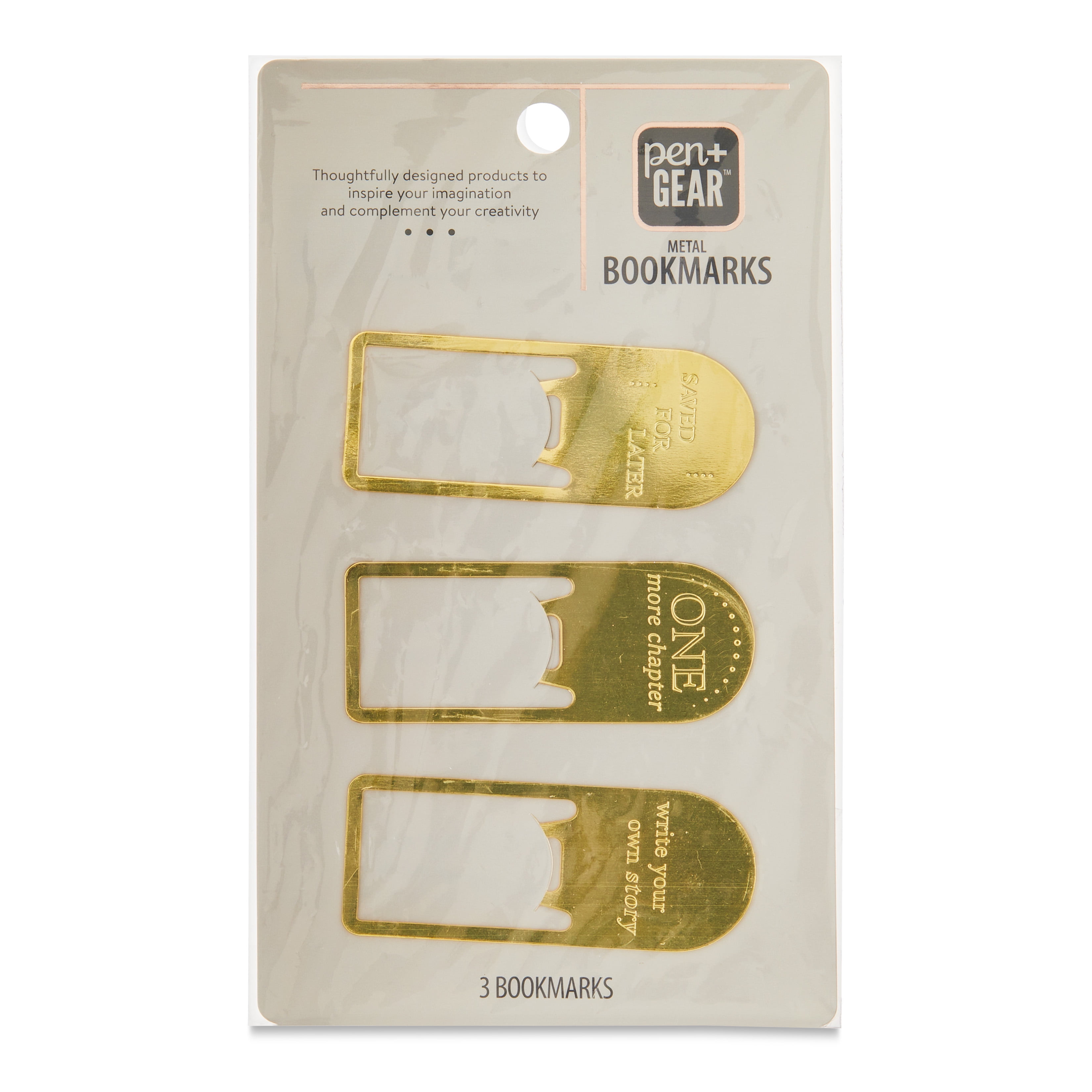 Pen+Gear Metal Bookmarks, Gold, 3 Count