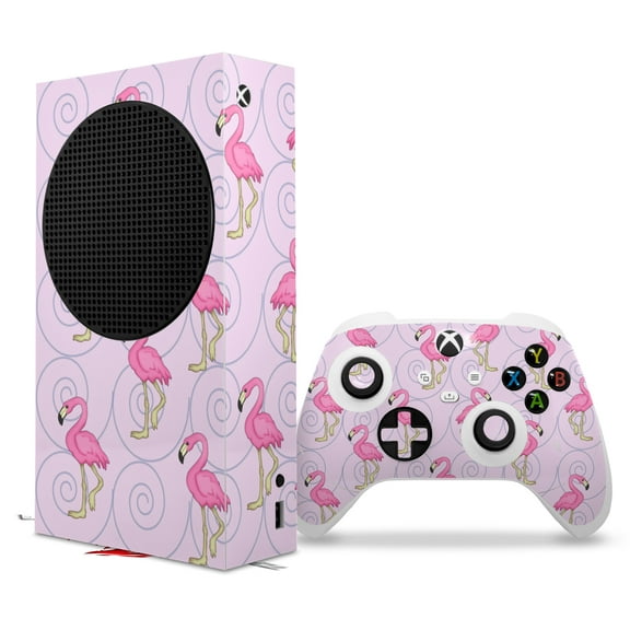 WraptorSkinz Skin Wrap compatible with the 2020 XBOX Series S Console and Controller Flamingos on Pink (XBOX NOT INCLUDED)