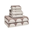 thumbnail image 2 of Beautiful by Drew Barrymore 6-Piece Scallop Bath Towel Set, Soft 100% Cotton, Taupe, 2 of 4
