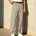 thumbnail image 6 of HOMADLES Mens Elastic Waist Work Pants Wide Leg Stretch Soft Athletic Pants Solid Color Side Pocket Casual Pants Khaki Size S, 6 of 10