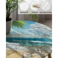 thumbnail image 5 of Summer Ocean Beach Palm Tree Fitted Round Tablecloths Elastic Edged Table Covers 45"-54",Tropical Coastal Scene Waterproof Dining Room Kitchen Table Cloth for Holiday Party Tables Decor, 5 of 8