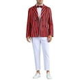 thumbnail image 2 of Blazers a rayas INSPIRE CHIC para hombres, chaqueta de traje de doble botonadura con solapa de pico, rayas de negocios en rojo y negro, 2 of 6