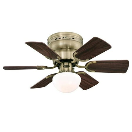 

Westinghouse 7231700 30 in. Antique Brass Finish Reversible Blades Opal Mushroom Glass Walnut & Oak