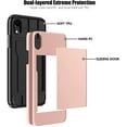 thumbnail image 3 of iPhone XR Case with Card Holder Heavy Duty Protective Dual Layer Shockproof Hidden Card Slot Slim Wallet Case for iPhone XR for Men&Women(Rose Gold), 3 of 13