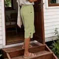 thumbnail image 4 of Long Shorts for Women Linen Capri Pants Womens Plus Size High Elastic Waisted Cropped Pants with Pockets Summer Capris for Women 2026, 4 of 6