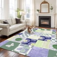 thumbnail image 3 of Spring Floral Checkered 5'x7' Area Rug, Sage Green Purple Buffalo Plaid Washable Non-Slip Soft Rugs, Low-Pile Large Carpet for Living Room Bedroom Dining Room, Non-Shedding Accent Rug, 3 of 9