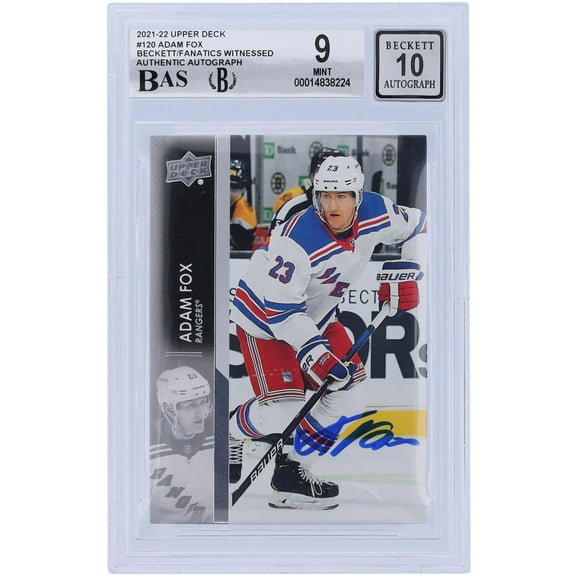 Adam Fox New York Rangers Autographed 2021-22 Upper Deck Series 1 #120 Beckett Fanatics Witnessed Authenticated 9/10 Card - Fanatics Authentic Certified
