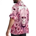 thumbnail image 3 of Pink Monkey Gorilla Men's Short Sleeve Button Down Beach Shirts, Casual Printed Summer Unisex Tops, 3 of 6