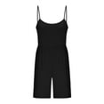 thumbnail image 6 of Mothers Day Gifts! QATAINLAV Casual Rompers for Women Summer Loose Sleeveless Short Overalls Solid Color Spaghetti Strap Onesie Shorts with Pockets Black S, 6 of 7