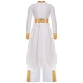 thumbnail image 5 of renvena Girls Praise Dance Dress Long Sleeve Prayer Robe Worship Liturgical with Palazzo Pants Outfit White 6, 5 of 8