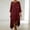 01 Red, variant on Women's Solid-Color Loose-Fit Casual Cotton-Linen Blend Asymmetrical Hem 3/4 Sleeve Round Neck Dress