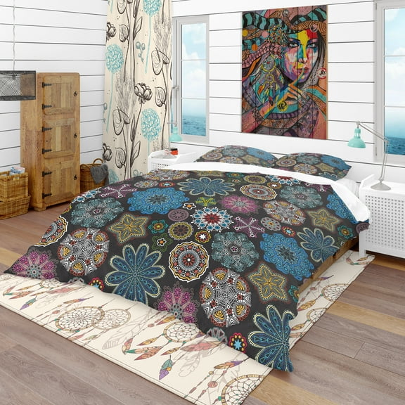 Designart 'Ornate Floral Texture' Bohemian & Eclectic Duvet Cover Set