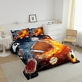 thumbnail image 3 of YST Football Comforter Set Twin Rugby Sports Bedding Set for Teen Boys Kids,Soccer Basketball Baseball Comforter Red Blue Water Fire Lightning Quilt Duvet Insert Bedroom Decor 1 Pillow Case, 3 of 6