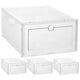 thumbnail image 1 of GOOHOCHY 4 cajas de almacenamiento de zapatos transparentes apilables, organizador de zapatos, contenedor para guardar zapatillas., 1 of 8