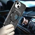 thumbnail image 3 of XPM for Apple iPhone 17 Transparent Glitter Bling Case with Rotating Magnetic Ring Stand, Shockproof Hybrid Phone Case Cover (Black), 3 of 8