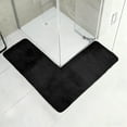 thumbnail image 5 of L-Shaped Plush Bathroom Mat - 120x120cm Non-Slip Absorbent Rug for Bathtubs, Showers, & Kitchens, Black, 5 of 5