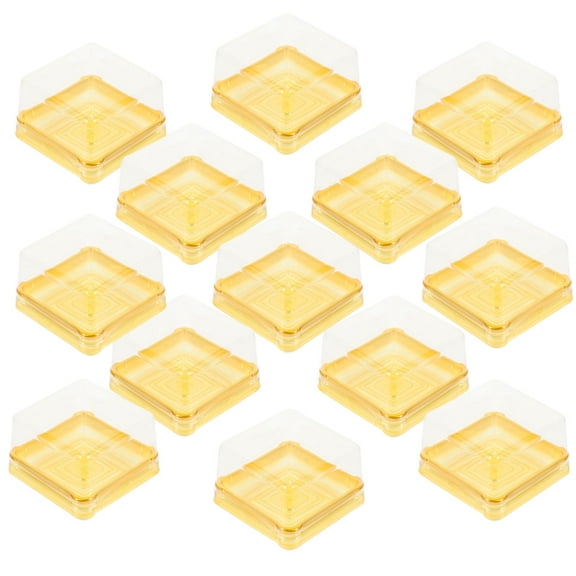Topbathy 50 Pcs Golden Plastic Dessert Boxes with Clear Dome for Home Use Food Storage