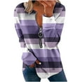 thumbnail image 2 of Sevevn Womens Tops Fall Long Sleeve Loose Pullover Shirt Dressy Casual Ladies Striped Crewneck Sweatshirts Womens Zip Up Hoodies Zipper Hoodies For Women Women's Fashion Hoodies Womens Hoodies, 2 of 5