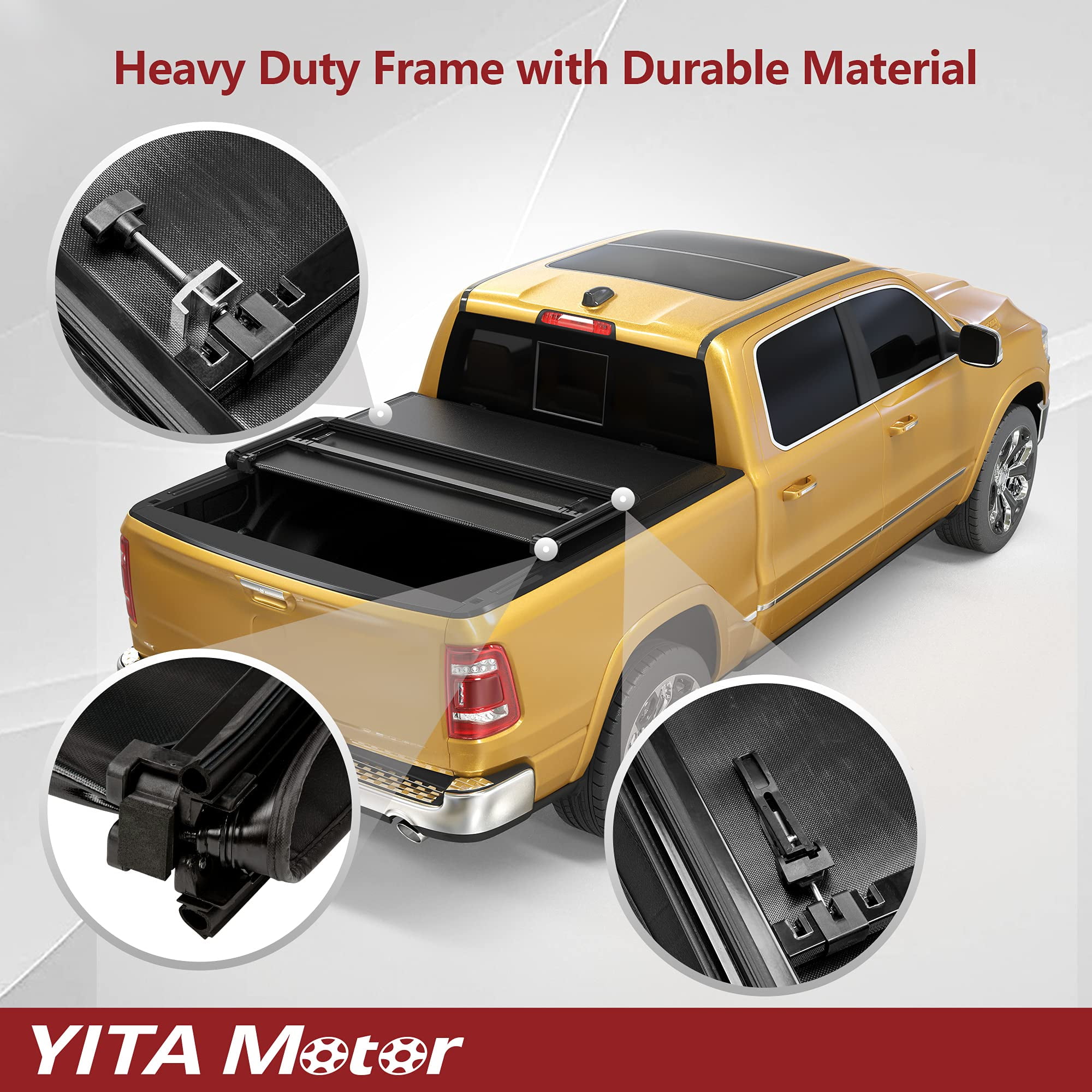 RVNI Soft Tri-fold Truck Tonneau Cover fit for 2019-2023 2024 2025 Chevy Silverado/GMC Sierra 1500 5.8 ft Bed