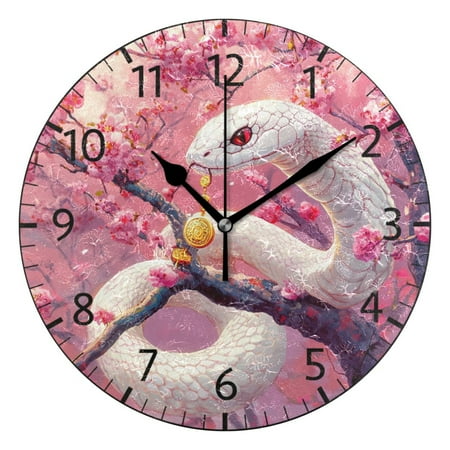 YAZAOO Decorative Wall Clock Size:25cm Serpent in Bloom Design Pattern Clock