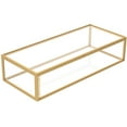 thumbnail image 2 of Glass Jewelry Box Decorative Vintage Jewelry Organizer Box with Hinged Lid and Mirrored Bottom Golden Rectangular Desktop Jewelry Organizer Holder Large Clear Glass Box for Storage Makeup, 2 of 11