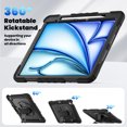 thumbnail image 5 of For iPad Air 13 inch Case (2025 M3/2024 M2), 360 Rotating Shockproof Cover with Stand, Screen Protector, Shoulder Strap, Black, 5 of 7