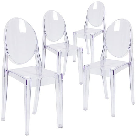 Flash Furniture Ghost Side Chair in Transparent Crystal,PK4 4-FH-111-APC-CLR-GG