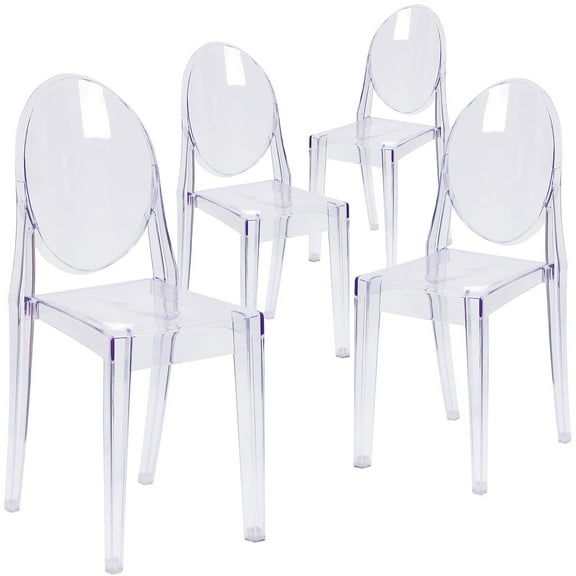 Flash Furniture Ghost Side Chair in Transparent Crystal,PK4 4-FH-111-APC-CLR-GG