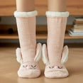 thumbnail image 4 of Womens Winter Fuzzy Slipper Socks with Grippers Cartoon Rabbit Ears Fleece Lined Thermal Non-Slip Knit Floor Hosiery, 4 of 21