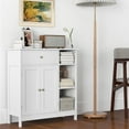 thumbnail image 3 of Topbuy Bathroom Storage Cabinet Floor Cabinet w/ 1 Slide-Out Drawer 2 Doors & 3 Open Shelves 1 Adjustable Shelf, 3 of 7