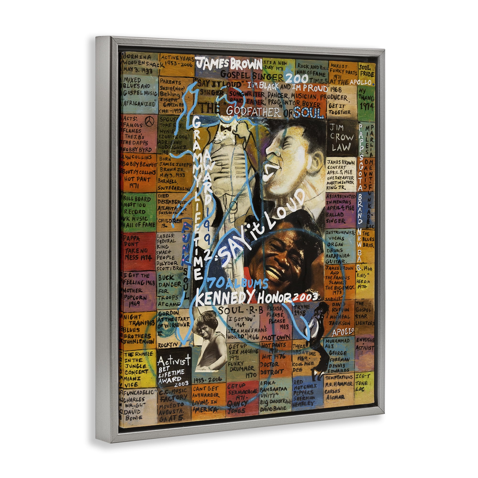 Stupell Industries James Brown Collage People Drawing Gray Floater Framed Canvas Art Print Wall Art, 17 x 21