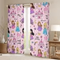 thumbnail image 2 of Erosebridal Colorful Cartoon Princess Black Out Curtains,Dreamy Princess Style Castle Cute Floral Curtains Pack of 2 (42x63 Each) For Kids, 2 of 7