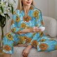 thumbnail image 6 of Pofeuu Sunflowers Print Womens Pajamas Set Long Sleeve Sleepwear Button Down Nightwear Soft Pj Lounge Sets Button Down Pajamas Women-Small, 6 of 7