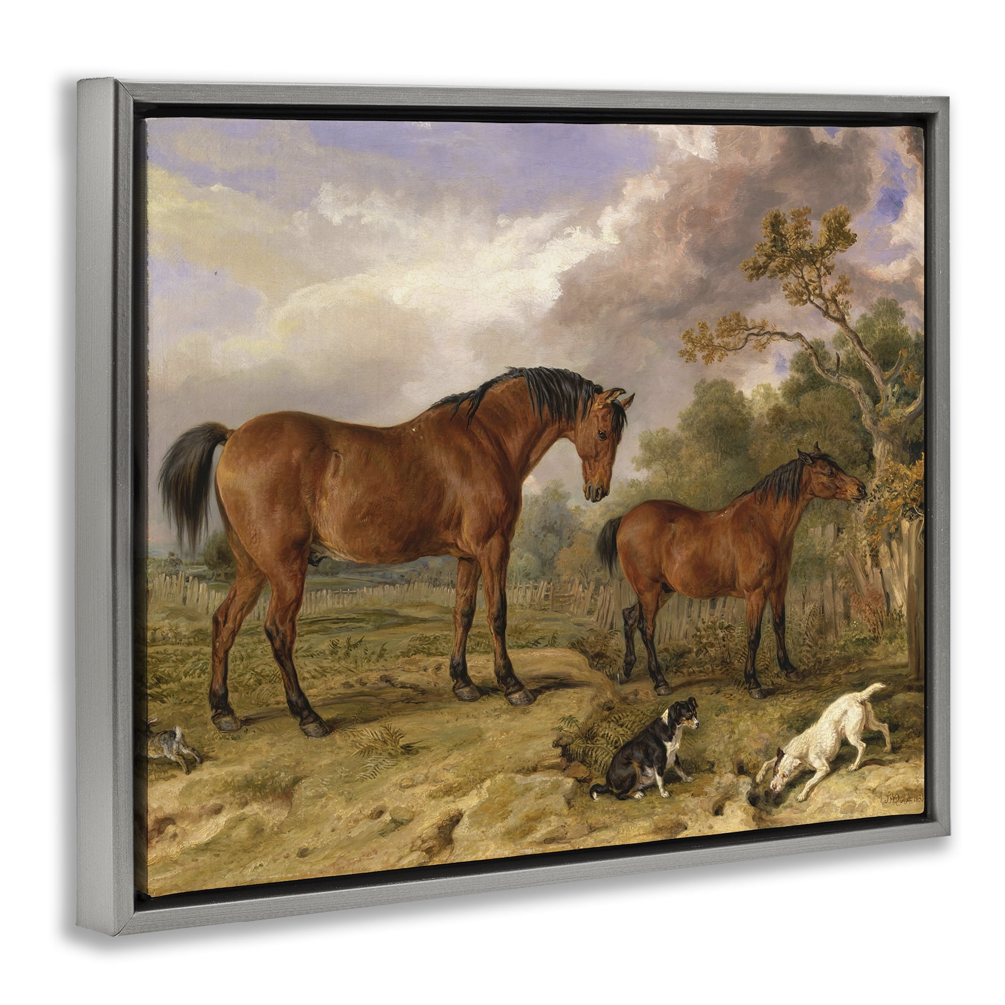 Stupell Industries Classic Portrait of Horses Gray Framed Floater Canvas Wall Art, design by Tina LeCour