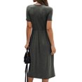 thumbnail image 6 of Women Crew Neck Buttons Decorated Pocket Knitted Midi Dress, 6 of 7