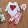 thumbnail image 2 of Fesfesfes Infant Baby Bodysuit Girls Valentine's Day Hearts Romper Letter Printed Pants Outfits, 2 of 9