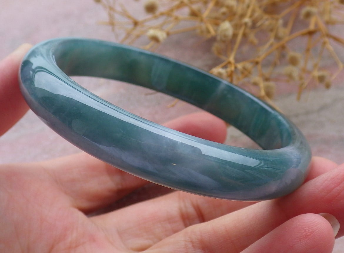 Icy Green Natural A JADE Jadeite Bangle Bracelet 60 mm 684715 TN