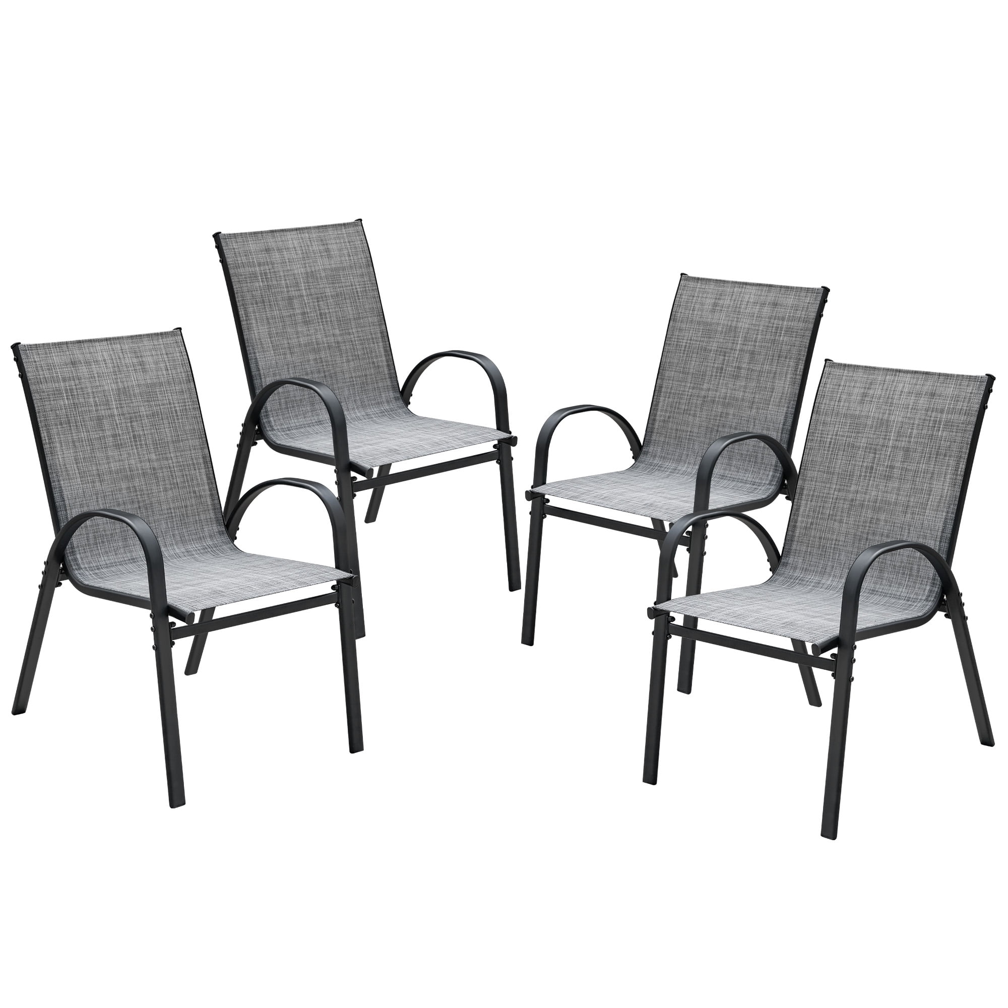 Homall Patio Dining Chair Metal Outdoor Textilene  Chair  Set of 4,Gray