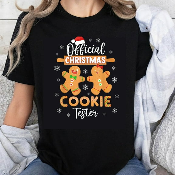 100% Cotton Official Christmas Cookie Tester Gingerbread Men Holiday Funny Christmas Shirt Women Xmas Cute Gift Top