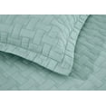 thumbnail image 5 of Chezmoi Collection Vert 3-Piece 100% Cotton Quilt Set King Size, Aqua, Modern Basketweave Stitched Quilt Lightweight Washed Cotton Bedspread for All Season, 5 of 9