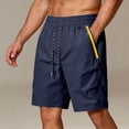 thumbnail image 2 of Xzbqbs Men's Polyester Cargo Shorts Drawstring Breathable Outdoor Summer Bottoms Solid Color Lightweight Athletic Utility Trousers with Pockets, 2 of 6