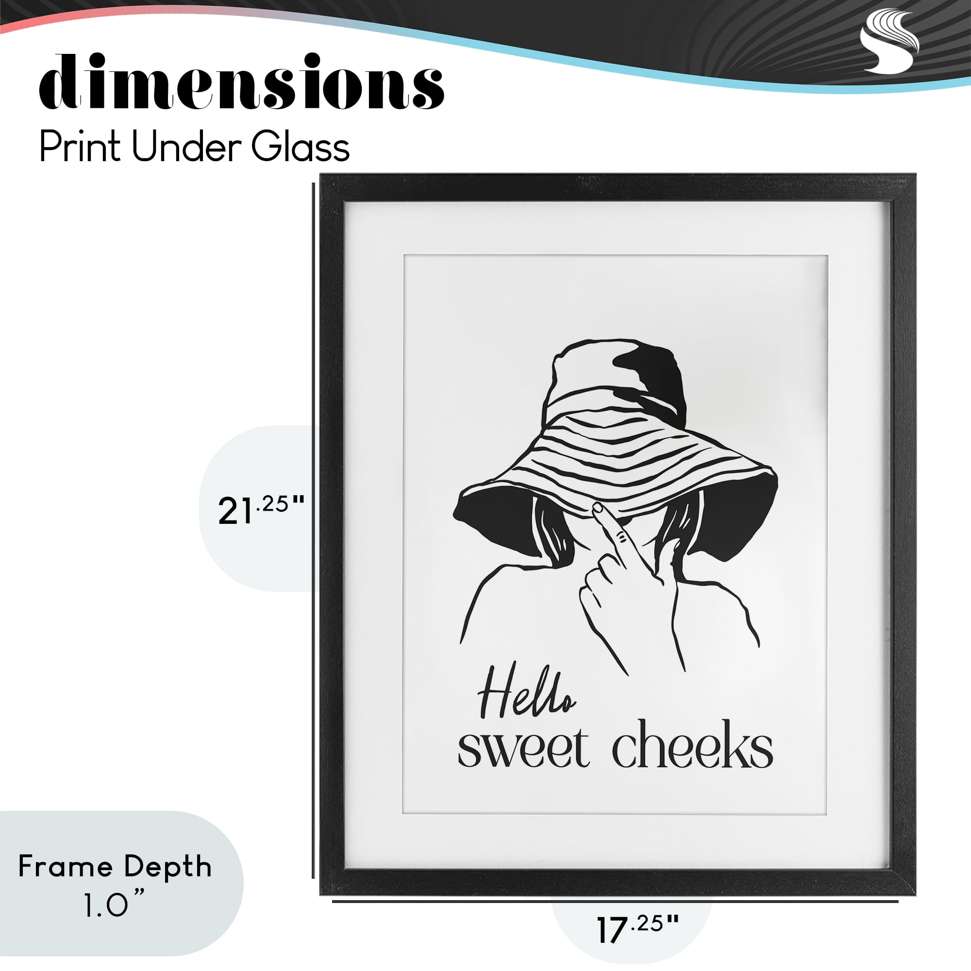 Stupell Industries Sweet Cheeks Bathroom Greeting Black Framed Print Under Glass, design by Lettered and Lined
