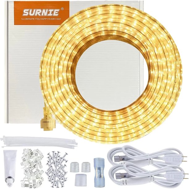 HSC 50ft Warm White Rope Light, Outdoor 110V Waterproof Led Strip Light