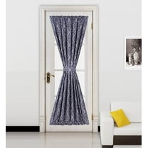 Ella Black-Grey 2 Tone Color 1Pc French Door 55"W X 72"L Foam Backing Insulated Thermal Blackout Rod Pocket Curtain Panel