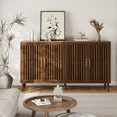 thumbnail image 3 of Smart FENDEE 63"W Sideboard Storage Cabinet with Slatted Doors and Adjustable Shelf,Dining Room,Walnut, 3 of 8